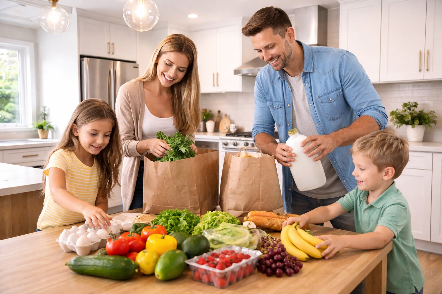 Average Grocery Cost Per Person Per Month in the U.S. (2026) 2 average grocery cost per person in the united states with family unpacking groceries
