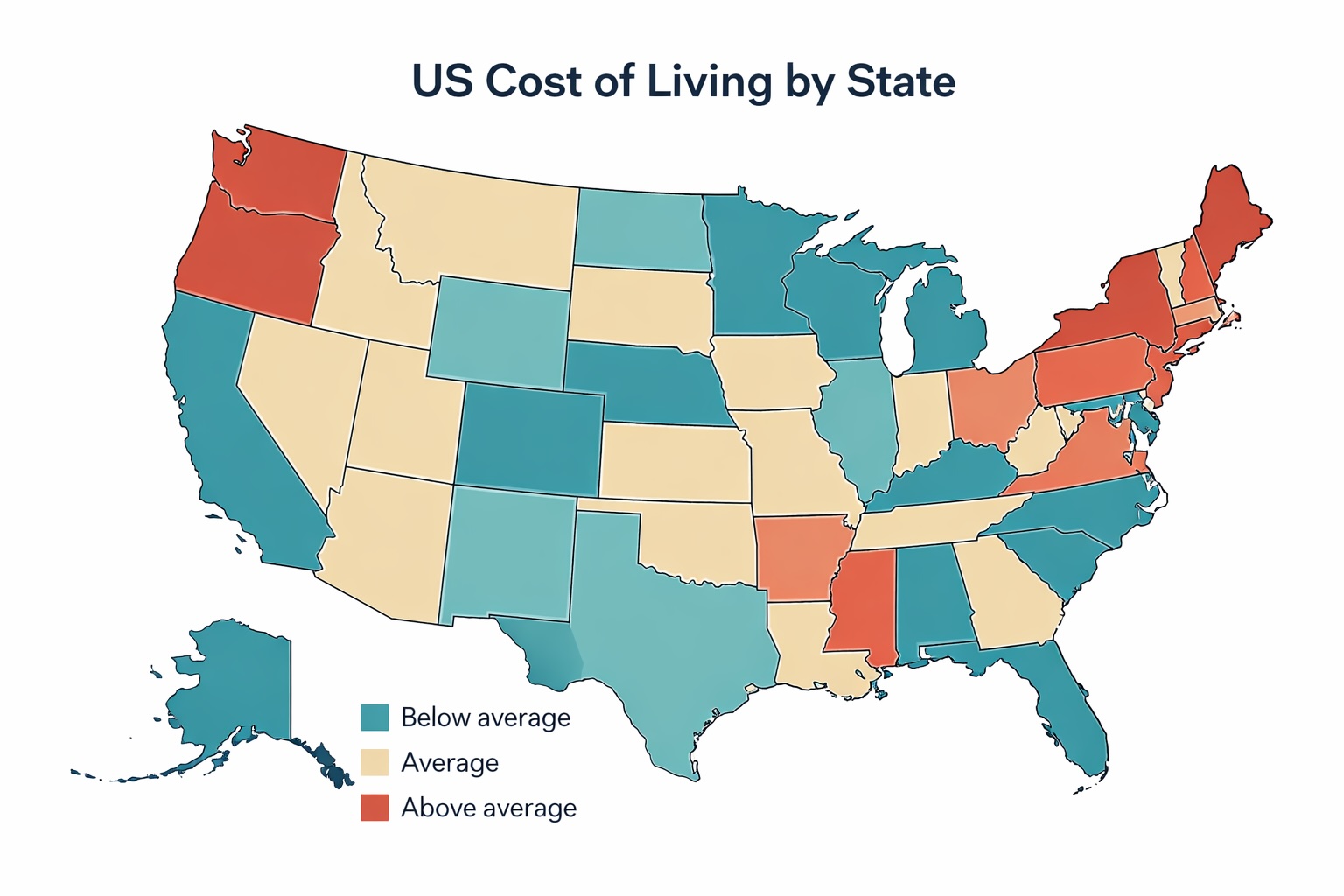 Cost of Living Comparison in the U.S. (2026 Guide) 2 cost of living comparison united states map