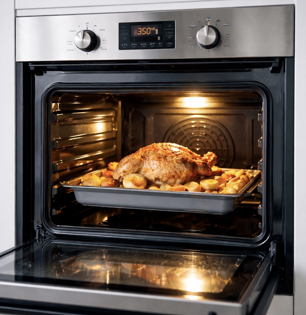 Electric oven running with estimated electricity cost per hour