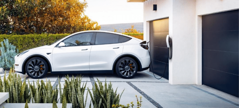 Electric vehicle charging at home in residential driveway