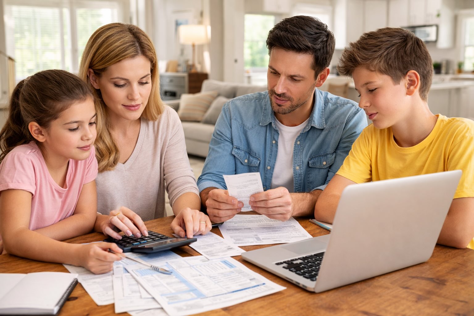 Average Household Budget Breakdown (2026 Monthly Expenses Guide) 3 Family planning monthly household budget with bills and calculator