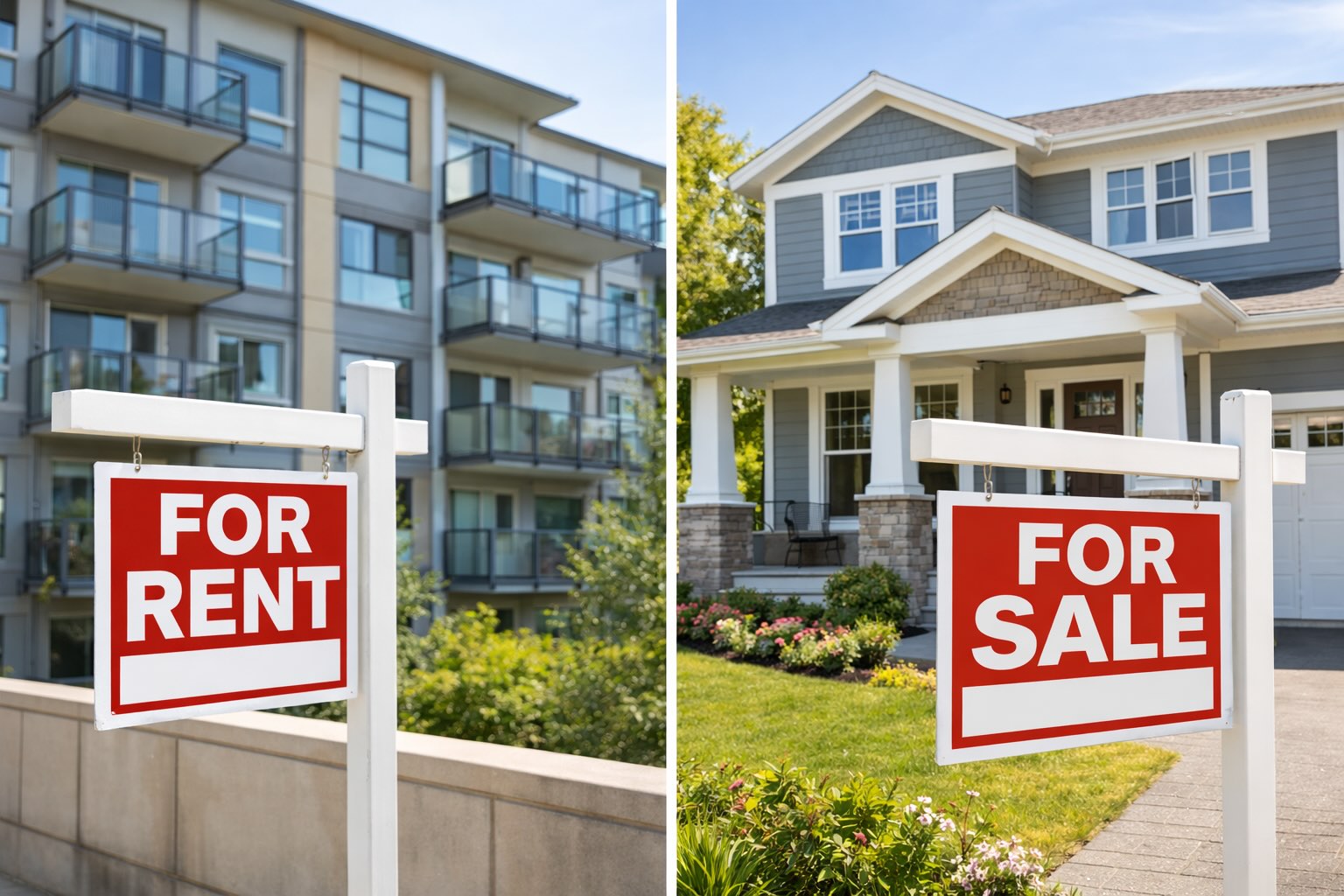 comparison between renting apartment and buying house in the united states