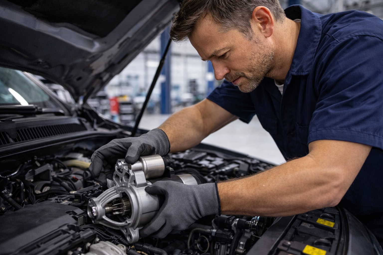 starter replacement cost mechanic replacing starter motor